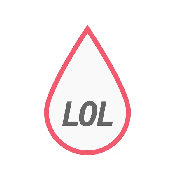 Geïsoleerde lijn kunst bloed drop icoon met de tekst Lol — Stockvector