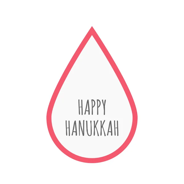 Elszigetelt line art vér csepp ikon Happy Hanukka szöveggel — Stock Vector