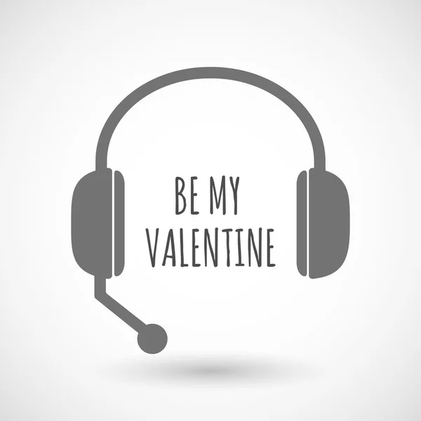 Ikona na białym tle zestawu słuchawkowego z tekstem Be My Valentine — Wektor stockowy