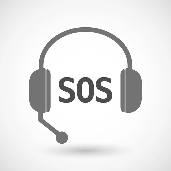 Isolated  headset icon with    the text SOS — Stock Vector