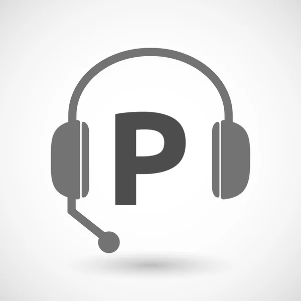 Isolated  headset icon with    the letter P — Stock Vector