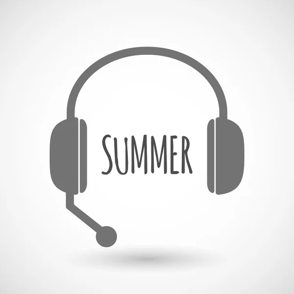Geïsoleerde headset icoon met de tekst zomer — Stockvector
