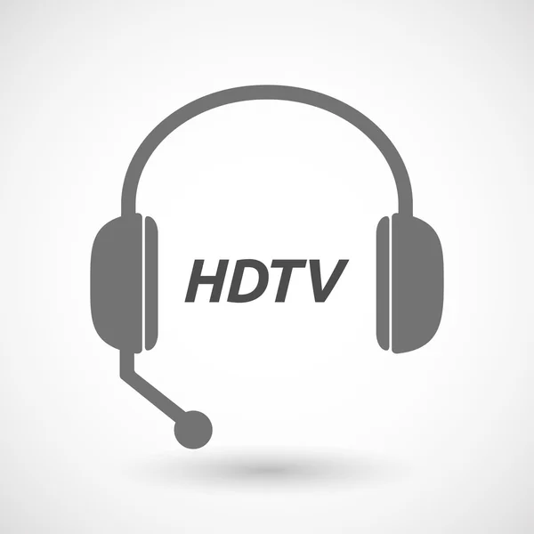 Ícone de fone de ouvido isolado com o texto HDTV — Vetor de Stock