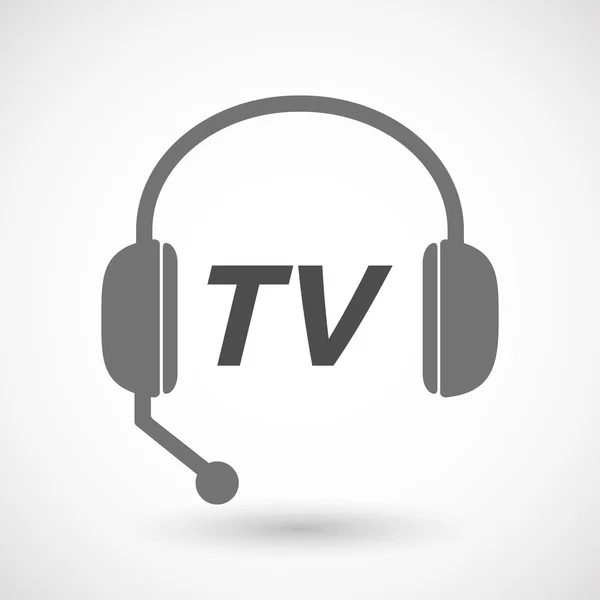 Icono de auriculares aislados con el televisor de texto — Archivo Imágenes Vectoriales