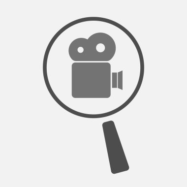 Bir film kamerası ile izole Büyüteç simgesi