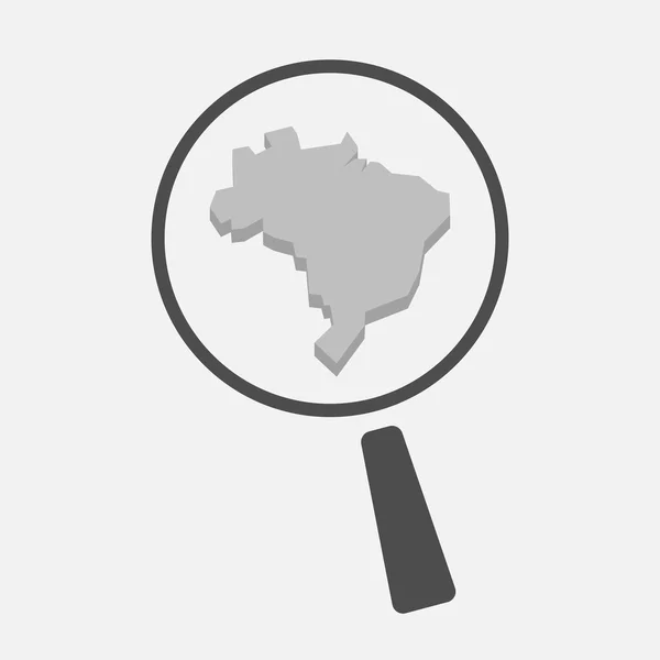 Ícone de lupa isolado com um mapa de Brasil —  Vetores de Stock