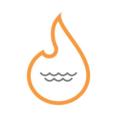 İzole satırı sanat alev simgesi ile su Burcu