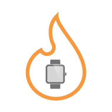 İzole satırı sanat alev simgesi ile bir akıllı saat