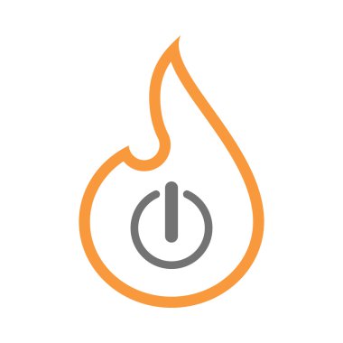 İzole satırı sanat alev simgesi bir kapama düğmesi ile