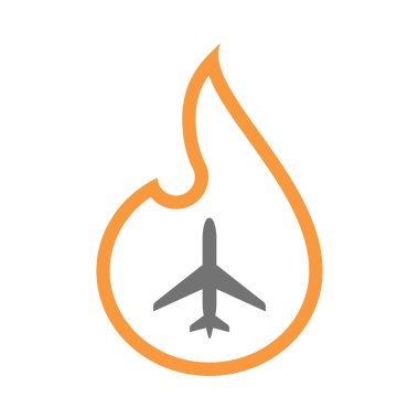 İzole satırı sanat alev simgesi bir uçakla