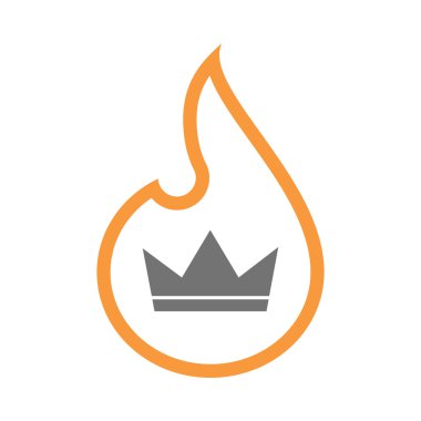 İzole satırı sanat alev simgesi bir taç ile