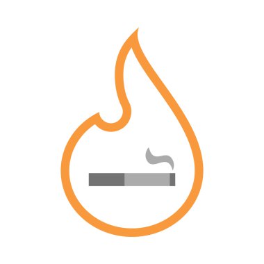 Bir sigara ile izole hat sanat alev simgesi