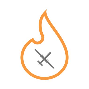 İzole satırı sanat alev simgesi ile bir savaş uçağı