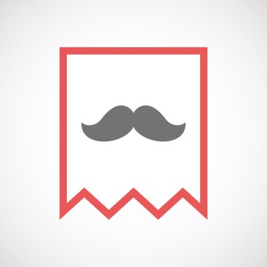 Bıyıklı bir izole hat sanat kurdele simgesi