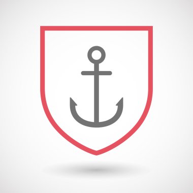 İzole satırı sanat kalkan simgesi bir çapa ile