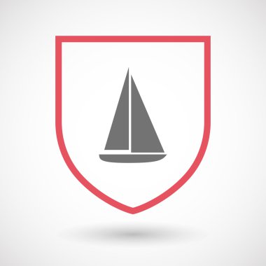 Bir gemi ile izole satırı sanat kalkan simgesi