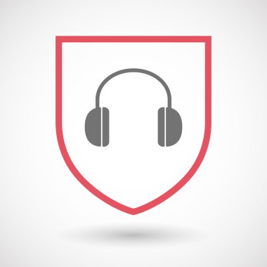 İzole satırı sanat kalkan simgesi ile bir kulaklık