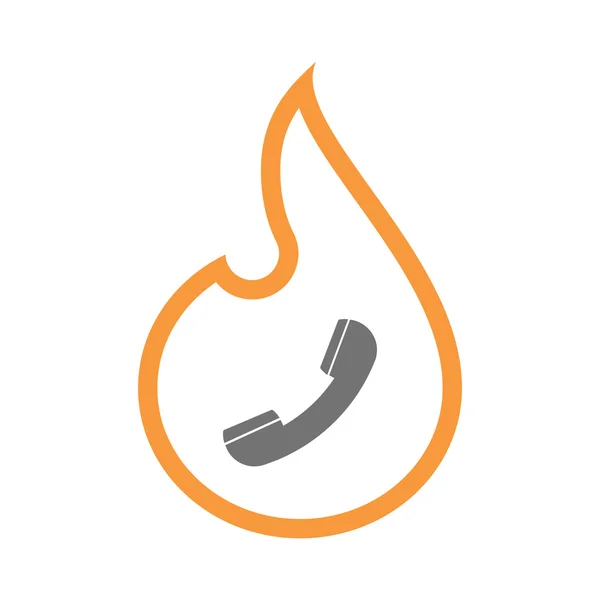 Isolato icona linea arte fiamma con un telefono — Vettoriale Stock