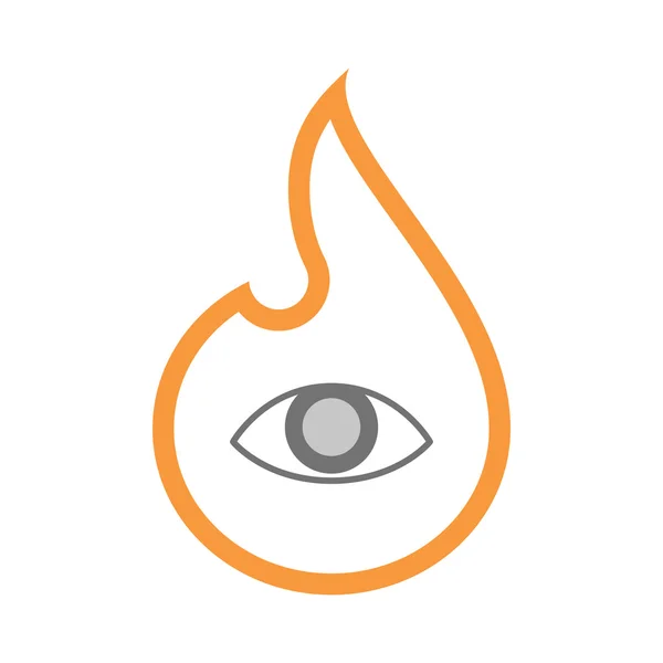 Linea isolata icona fiamma arte con un occhio — Vettoriale Stock
