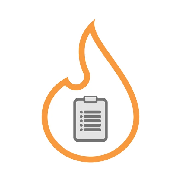 Isolated line art flame icon with a report — Stock Vector