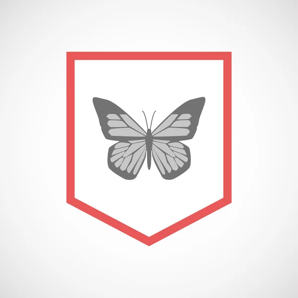 Isolato linea icona nastro arte con una farfalla — Vettoriale Stock