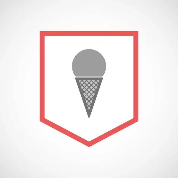 Isolated line art ribbon icon with a cone ice cream — Stock Vector