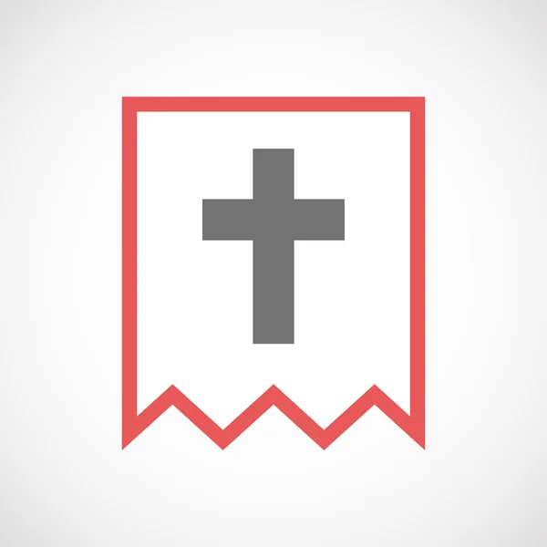 Icono de cinta de arte de línea aislada con una cruz cristiana — Archivo Imágenes Vectoriales
