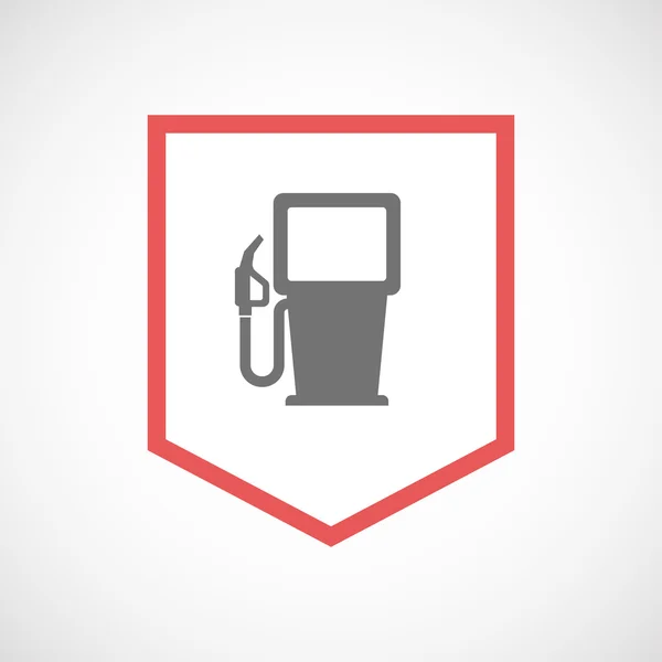 Isolated line art ribbon icon with a gas station — Stock Vector