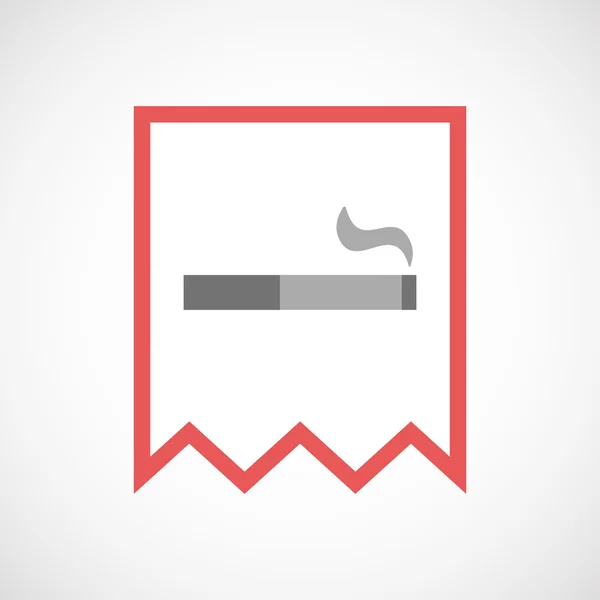 Isolated line art ribbon icon with a cigarette — Stock Vector