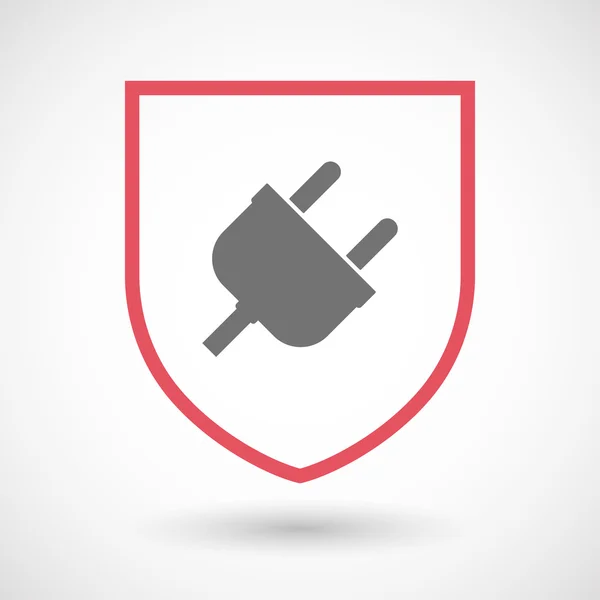 Isolated line art shield icon with a plug — Stock Vector