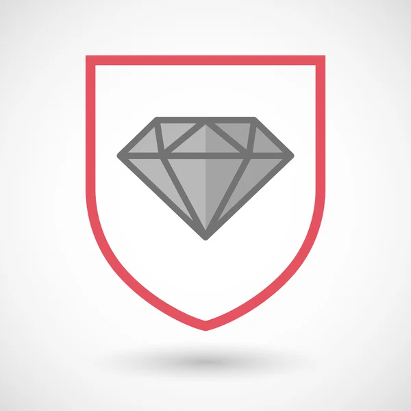 Isolerade line art skydda ikonen med en diamant — Stock vektor