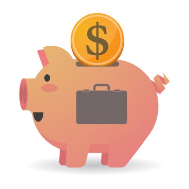 Bir evrak çantası ile izole kumbara simgesi