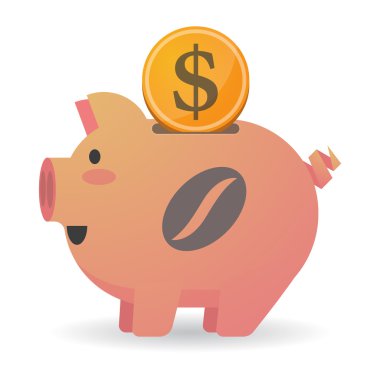 Kahve çekirdeği ile izole kumbara simgesi