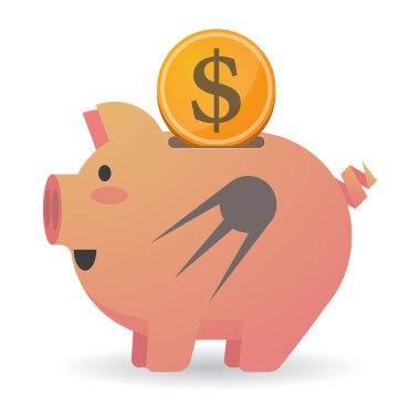 Vintage bir uydu ile izole kumbara simgesi