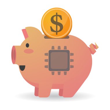 Bir cpu ile izole kumbara simgesi