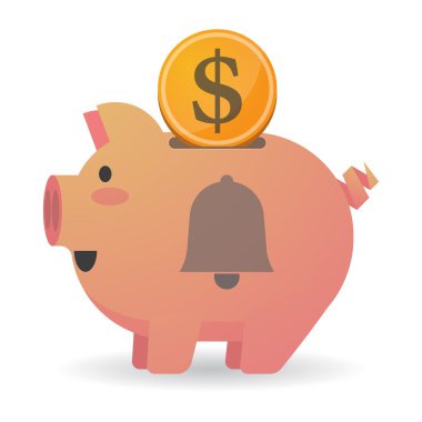 Bir çan ile izole kumbara simgesi