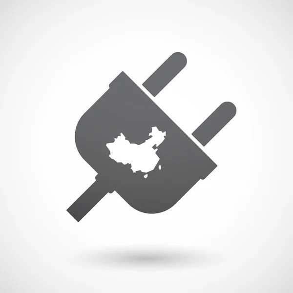 Geïsoleerde mannelijke plug met een kaart van China — Stockvector