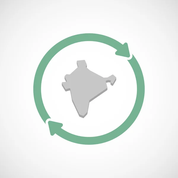 Geïsoleerde hergebruik icoon met een kaart van India — Stockvector