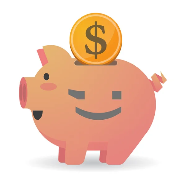 Isolated  piggy bank icin with  a wink text face emoticon — Stock Vector