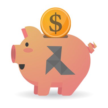 Bir kağıt kuş ile izole kumbara Icin