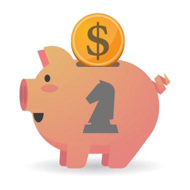 Bir şövalye satranç rakam izole kumbara Icin