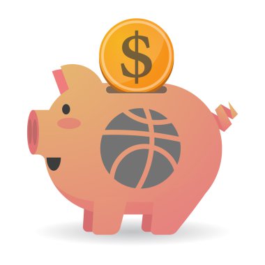 Basketbol topu ile izole kumbara Icin