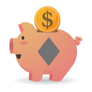 Elmas poker oyun kartı ile izole kumbara Icin