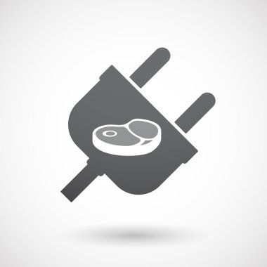 Bir biftek simgesi ile izole erkek fiş