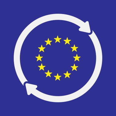 İzole yeniden simgesiyle AB bayrağı yıldız