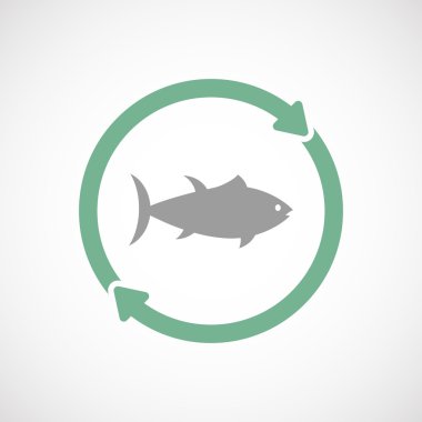 Bir ton balığı ile izole yeniden simgesi