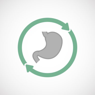 Sağlıklı insan mide simgesi ile izole yeniden simgesi