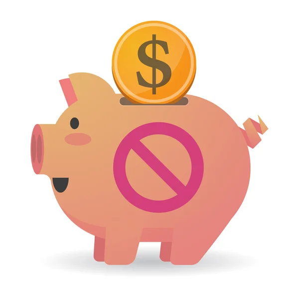 Isolated  piggy bank icin with  a forbidden sign — Stock Vector