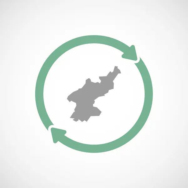 Icône de réutilisation isolée avec la carte de Corée du Nord — Image vectorielle