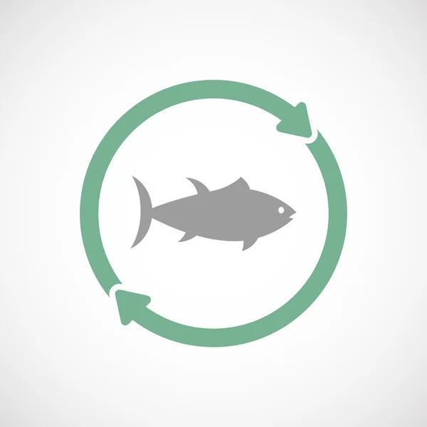 Icona di riutilizzo isolato con un tonno — Vettoriale Stock